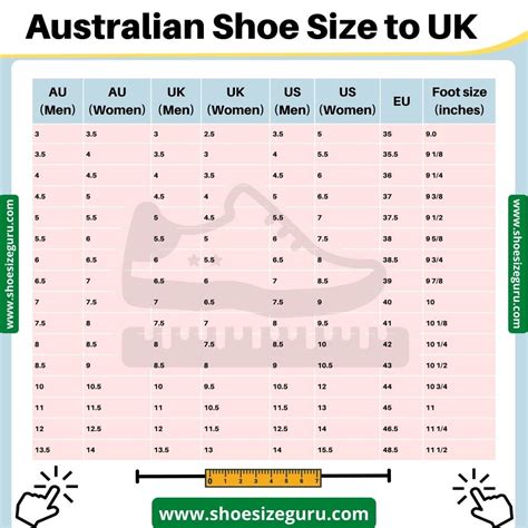 Uk Aus Shoe Size Chart