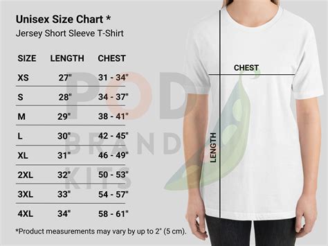 Unisex Shirt Sizing Chart
