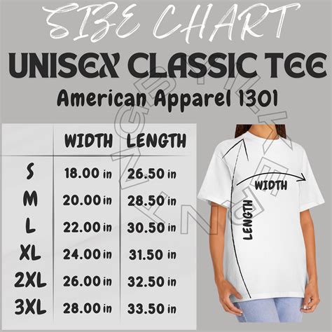 Unisex Shirts Size Chart