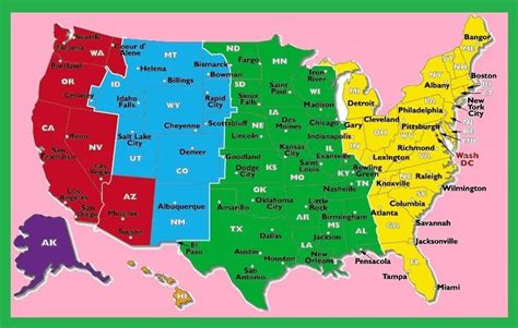 Us Map With States And Time Zones Printable