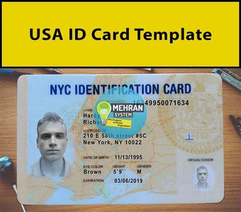 Usa Id Card Template