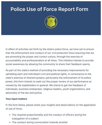 Use Of Force Report Template