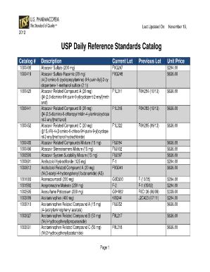 Usp Reference Standard Catalogue Current
