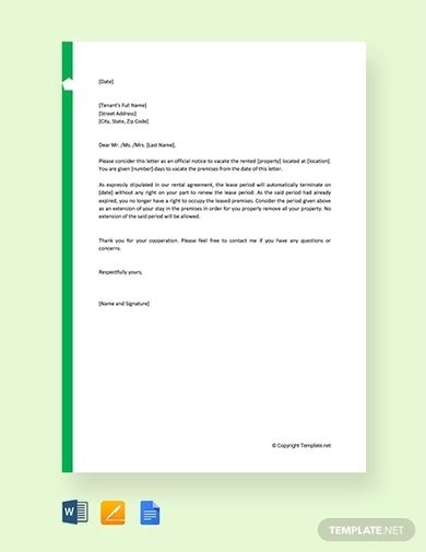 Vacating Apartment Letter Template