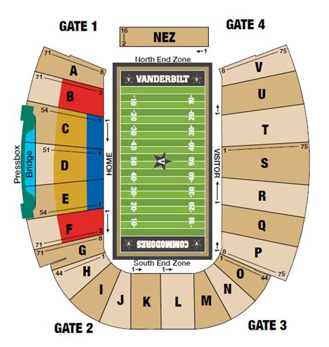 Vanderbilt Football Stadium Seating Chart With Seat Numbers