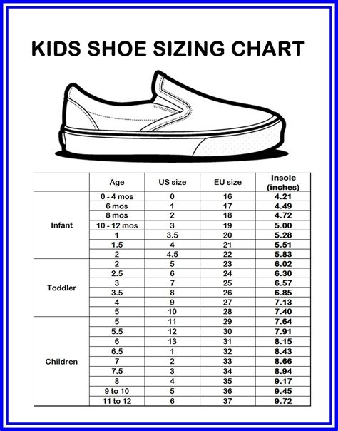 Vans Size Chart Kids