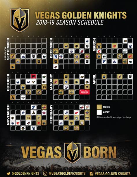 Vegas Golden Knights Schedule Printable