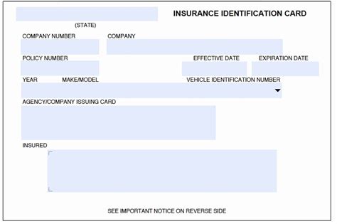 Vehicle Insurance Card Template