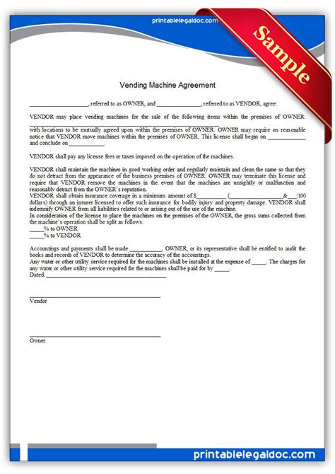 Vending Machine Agreement Template