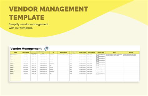 Vendor Management Template Xls