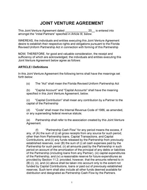 Venture Capital Agreement Template