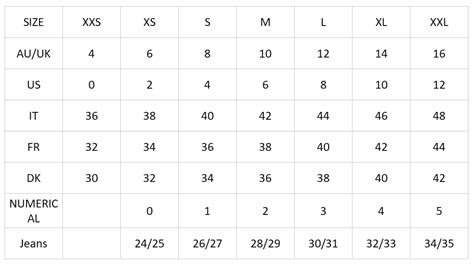 Victoria Beckham Size Chart