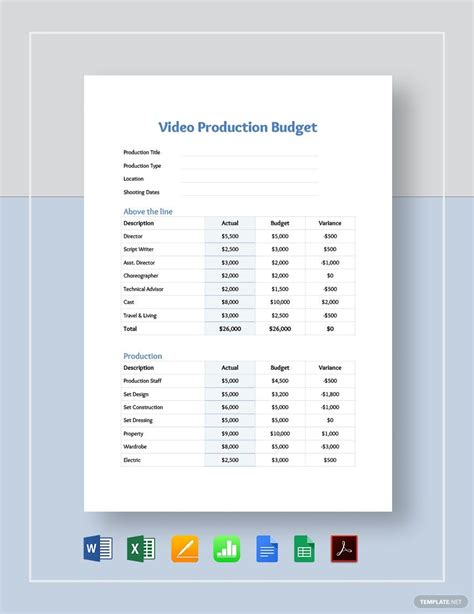 Video Production Budget Template