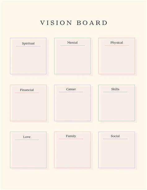 Vision Board Templates Free Printable