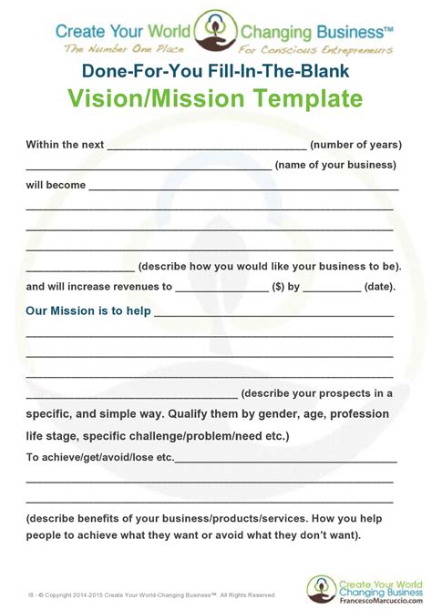 Vision Statement Template