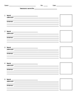 Vocabulary Journal Template