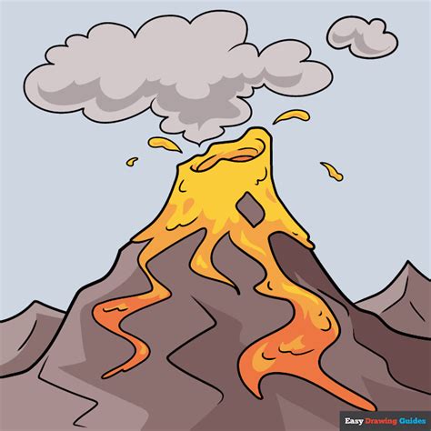 Volcano Drawing Cartoon