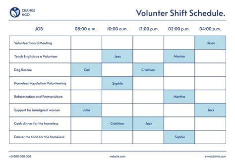 Volunteer Schedule Template