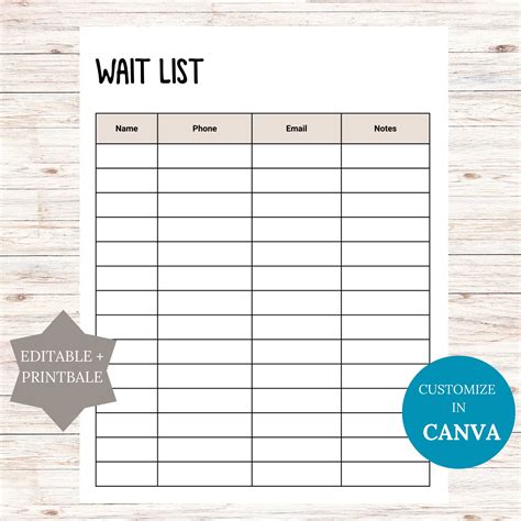 Waiting List Template