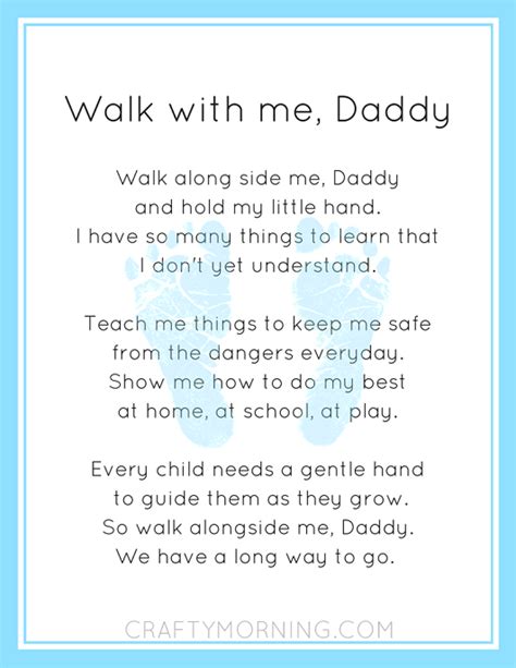 Walk With Me Daddy Printable Poem
