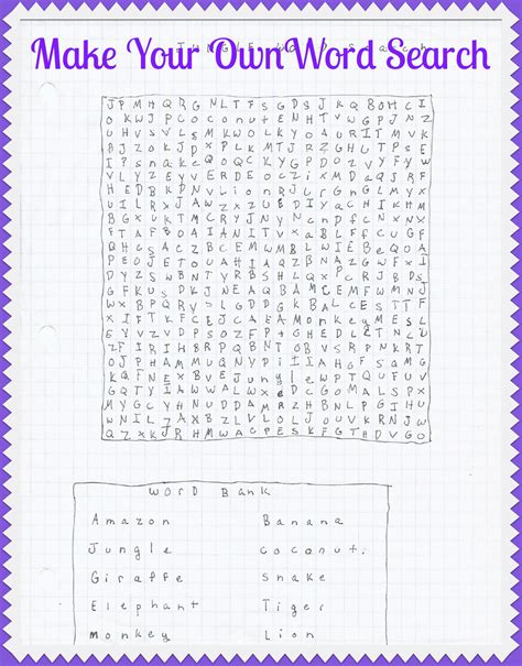 Wanat To Make My Own Free Printable Word Search