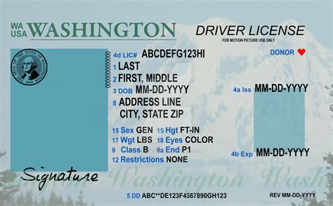 Washington State Id Template