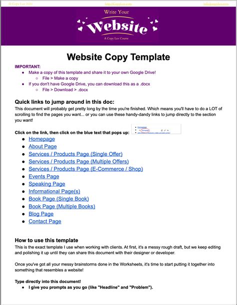 Website Copy Template