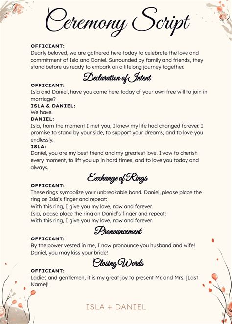 Wedding Ceremony Script Template