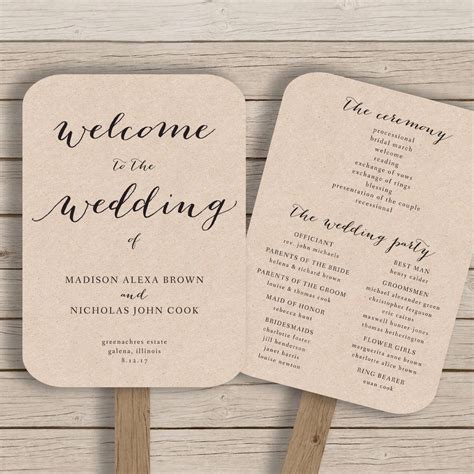 Wedding Fan Programs Templates Free