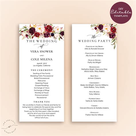 Wedding Programs Templates Free