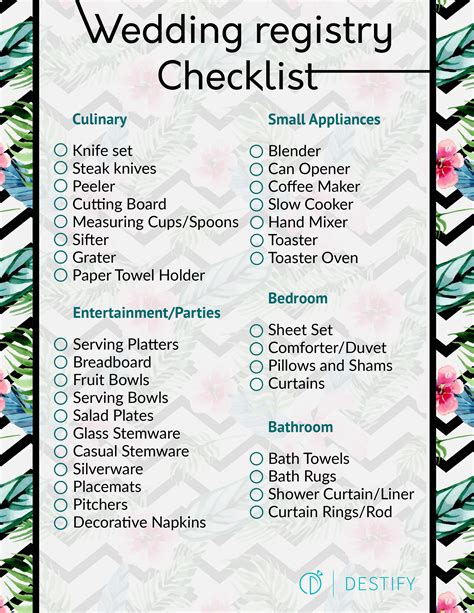Wedding Registry Checklist Printable