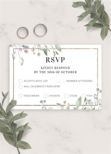 Wedding Rsvp Cards Template