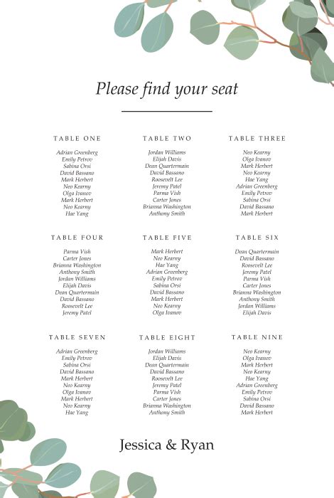 Wedding Seating Chart Staples