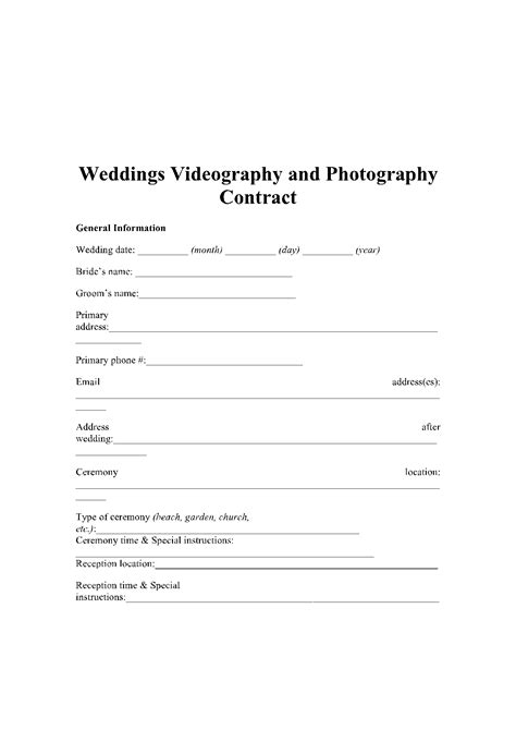 Wedding Videography Contract Template