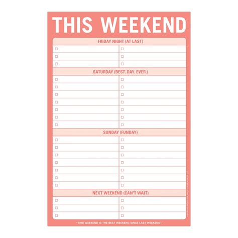 Weekend Schedule Template