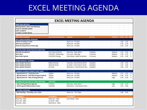 Weekly Agenda Template Excel