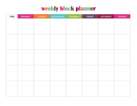 Weekly Block Schedule Template