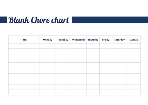 Weekly Chore Chart Template Word