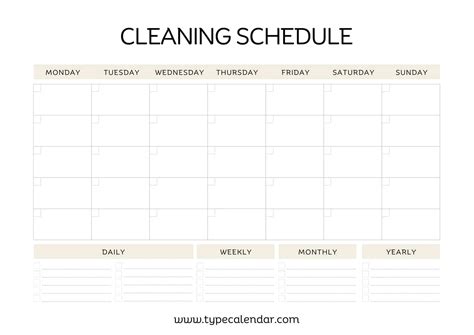 Weekly Cleaning Rota Template For Shared House