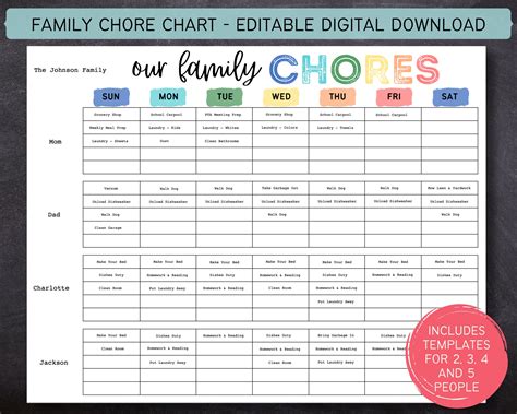 Weekly Family Chore Chart