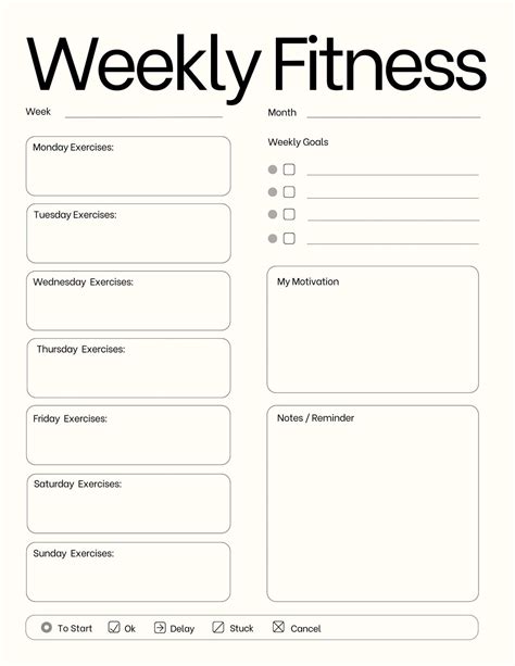 Weekly Fitness Schedule Template