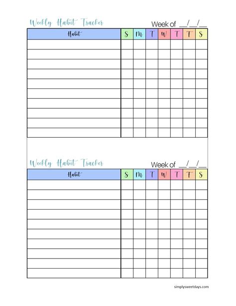Weekly Habit Tracker Template