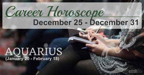 Weekly Horoscope Aquarius Career