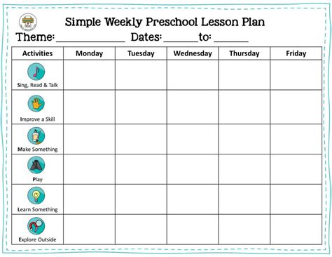 Weekly Lesson Plan For Preschool Template