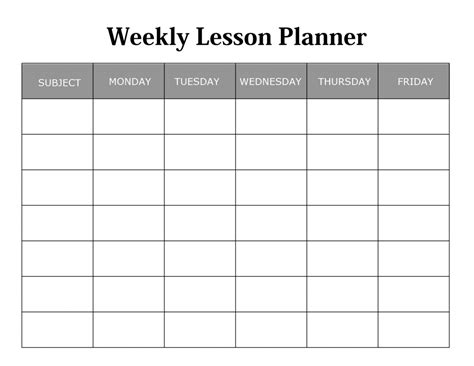 Weekly Lesson Plan Template Editable Free