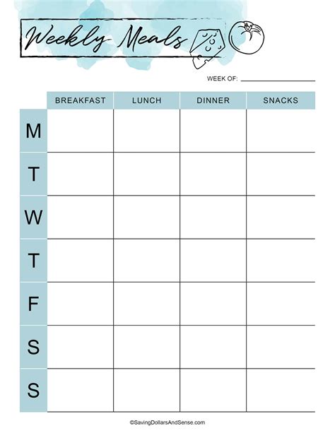 Weekly Meal Planning Template