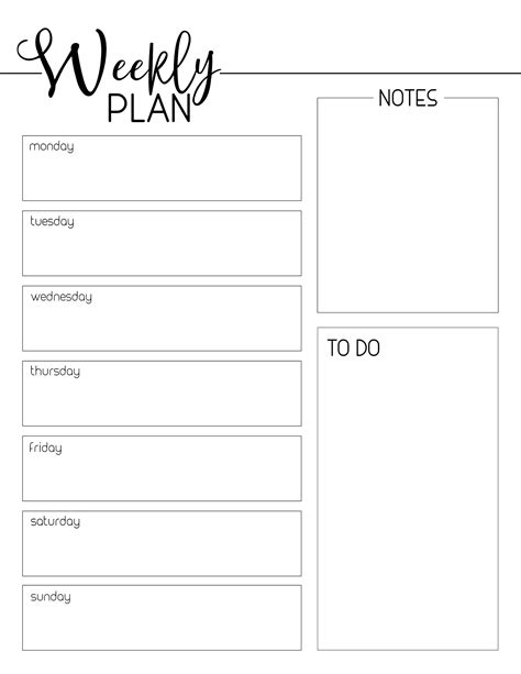 Weekly Plan Sheet Printable