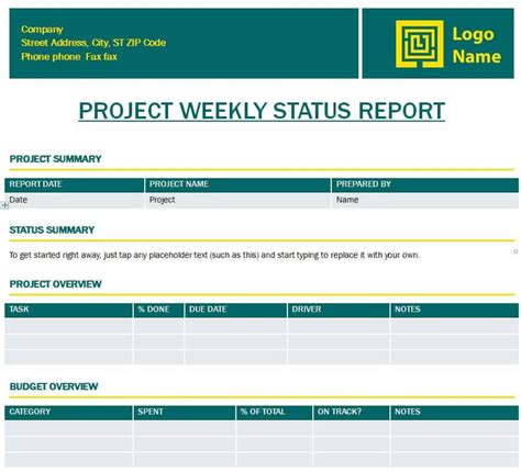 Weekly Status Report Templates