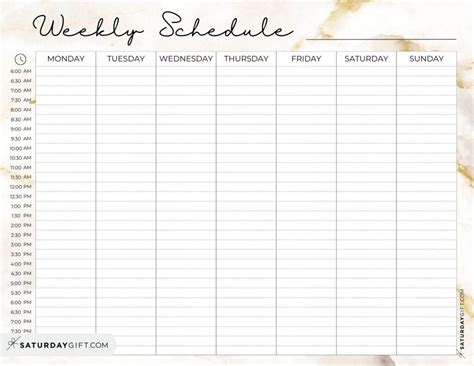 Weekly Time Calendar Printable