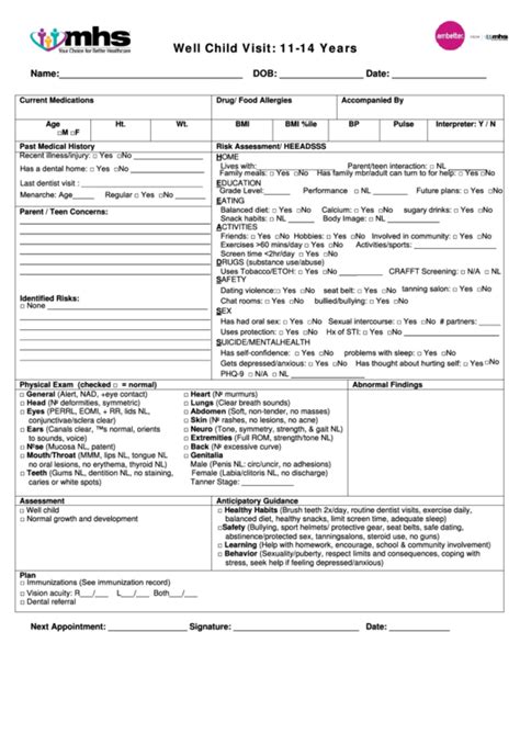 Well Child Visit Template